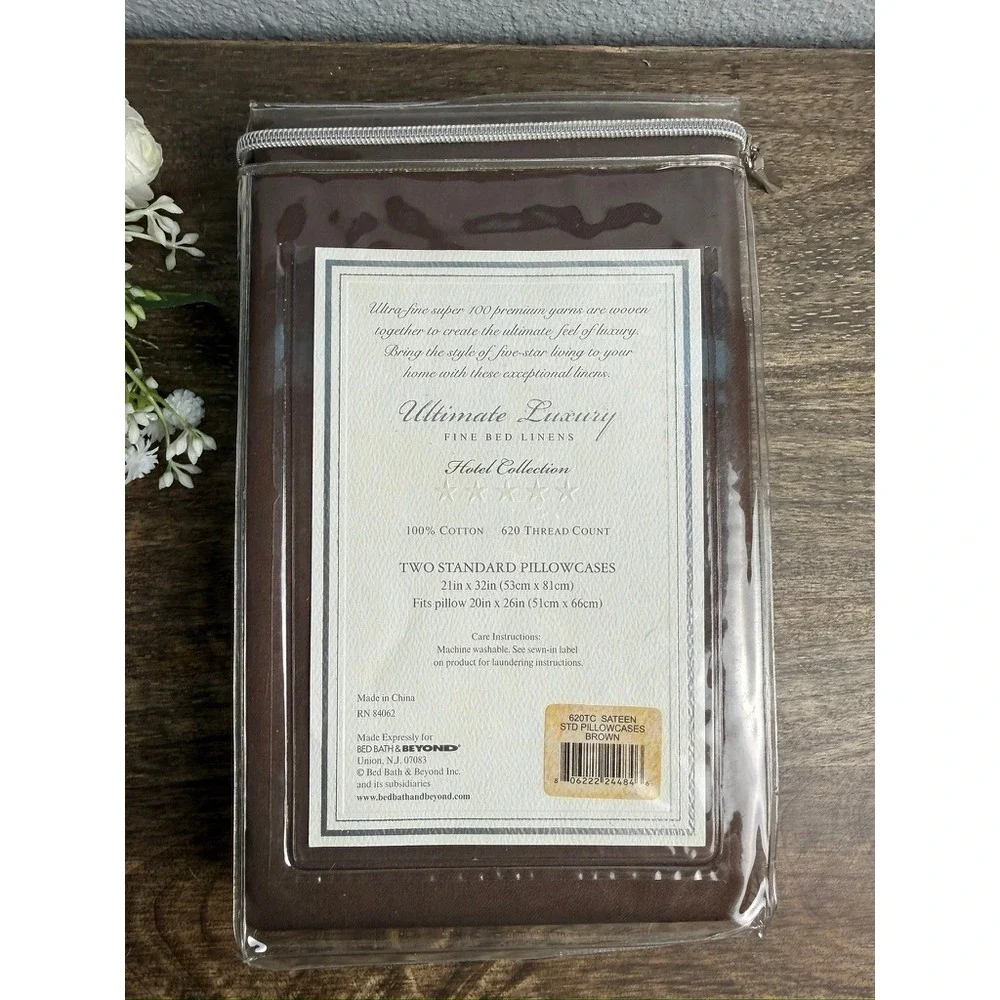 Ultimate Luxury Hotel Collection 620 TC Cotton Sateen Standard Pillowcases Brown